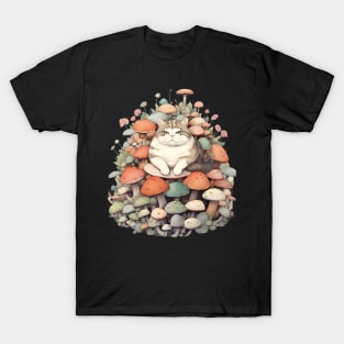 Feline Forest Fungi: Whimsical Adventures of Cats and Mushrooms T-Shirt